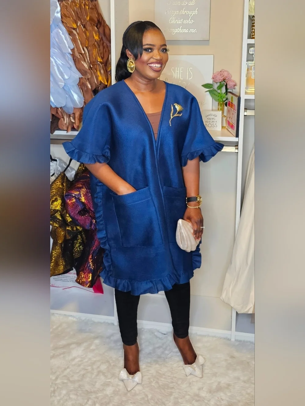 Statement Ruffle-Trim Open Front Jacket - Picture 6 of 6